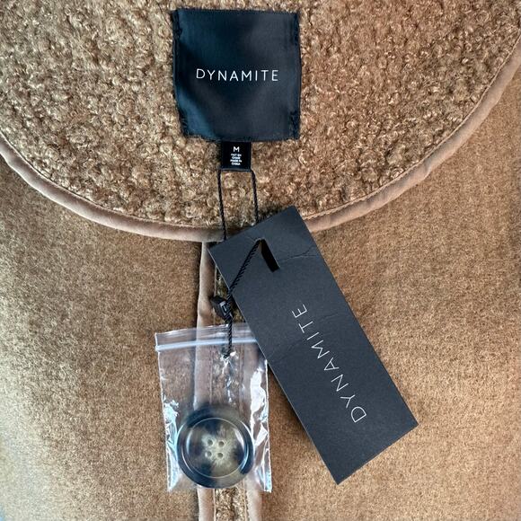 NWT Dynamite Manteau Teddy Bear Brown Long Coat In Pebble Stone - Picture 6 of 7